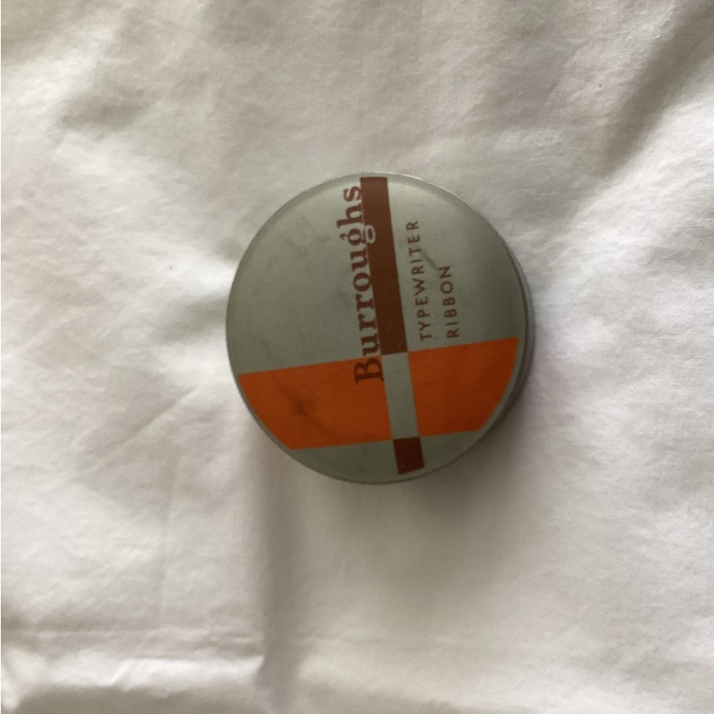 Typewriter Ribbon Tin - Gray and Orange